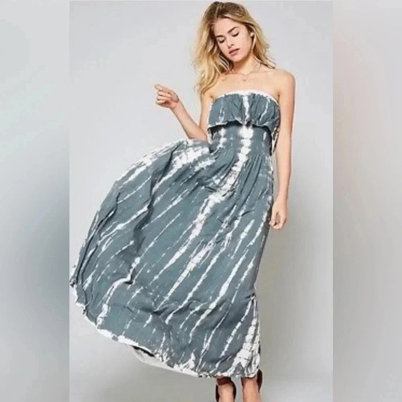 Fab’rik Strapless Tie-Dye Maxi Dress New Size Large - Picture 1 of 10